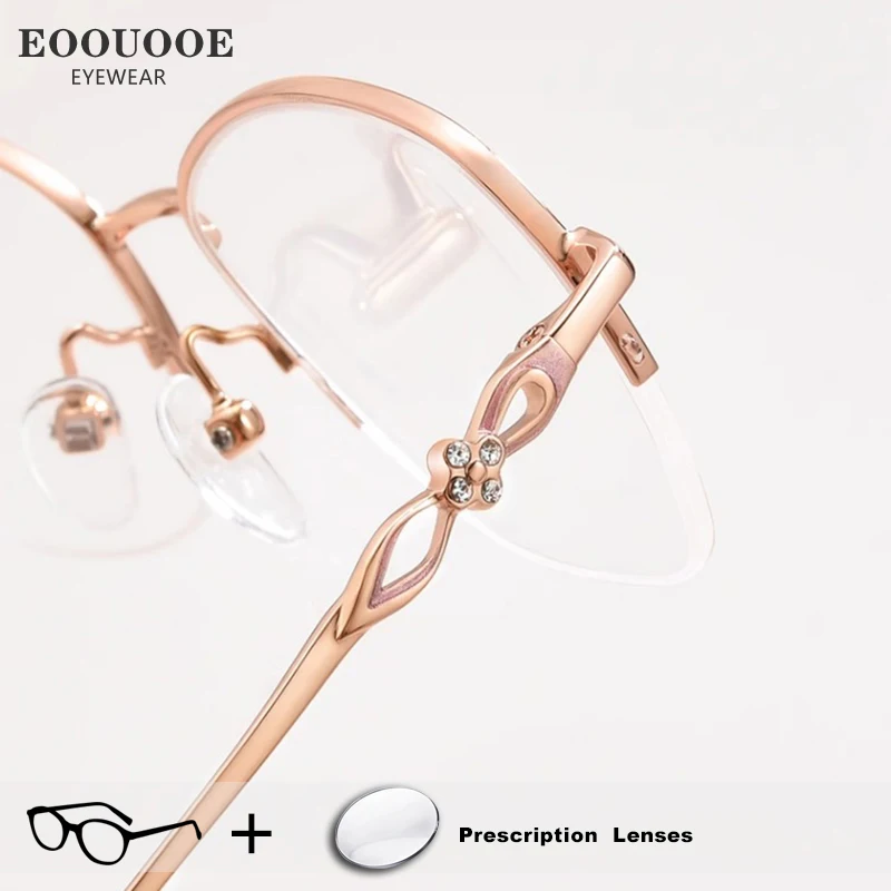 Pure Titanium Glasses For Women Elegant Optics Glasses Prescription Lenses Progressive Myopia Reading Eyeglasses Anti-reflection