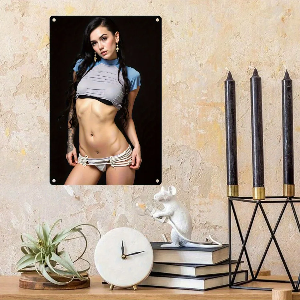 Sexy Female Body Metal Tin Wall Art 8X12 Inch - High-Quality Iron Decor No Power Needed Hanging Art for Home Office Cafe Bar Bed