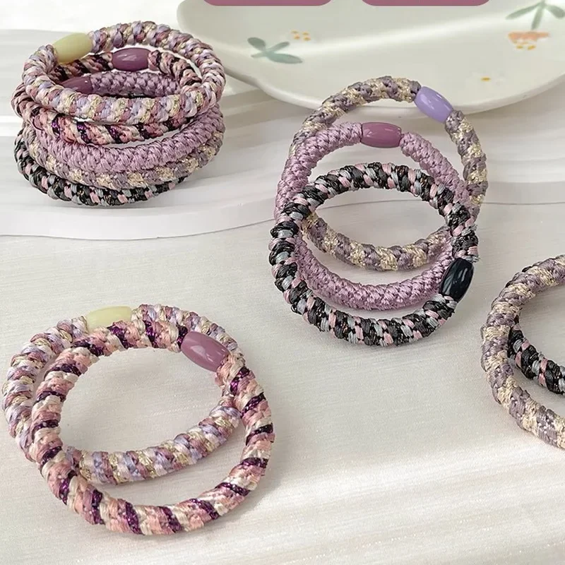 15 pcs of woven high elasticity hair bands for women's hair tie basic rubber bands thickened high ponytail headband accessories image 4