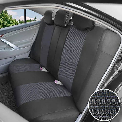 Imagen 2 del producto AUTO PLUS Fundas para asientos de coche con respaldo alto, tamaño Universal, apto para la mayoría de los coches SUV, fundas de asiento de tela Jacquard empalmadas de cuero PU con puntos