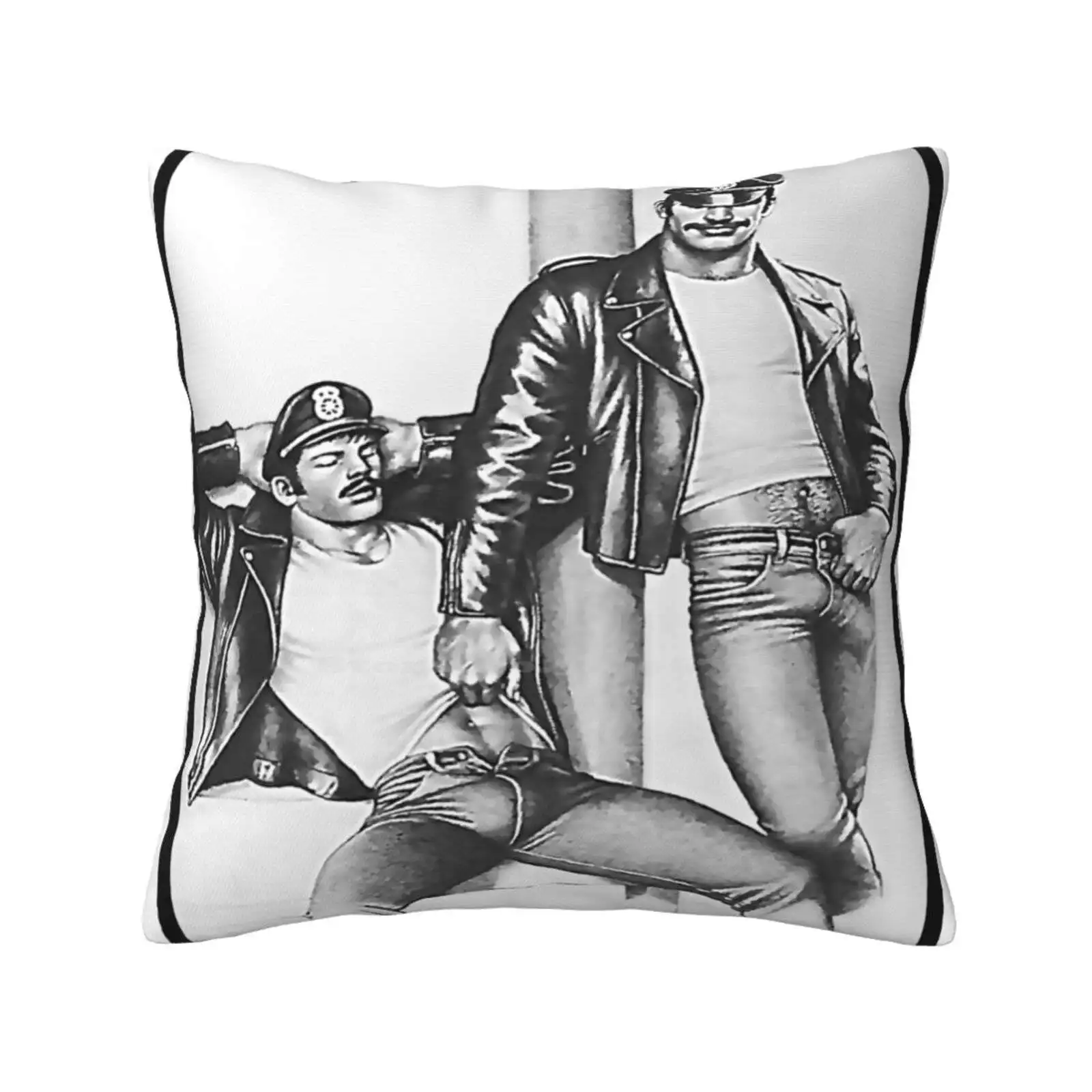 Vintage Tom Of Finland-Frisky Duo Home Sofa Car Cushion Cover Pillowcase Bara Yaoi Anime Gay Gym Queer Art Lgbtq Gay Muscle Gay