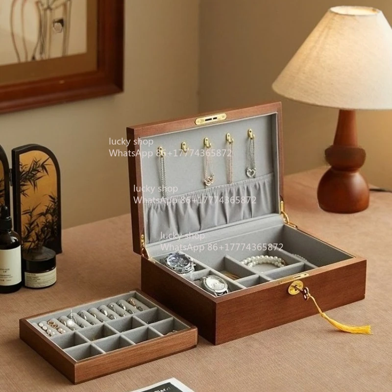 

Jewelry Storage Box High-end Exquisite Hand Jewelry Box Solid Wood with Lock