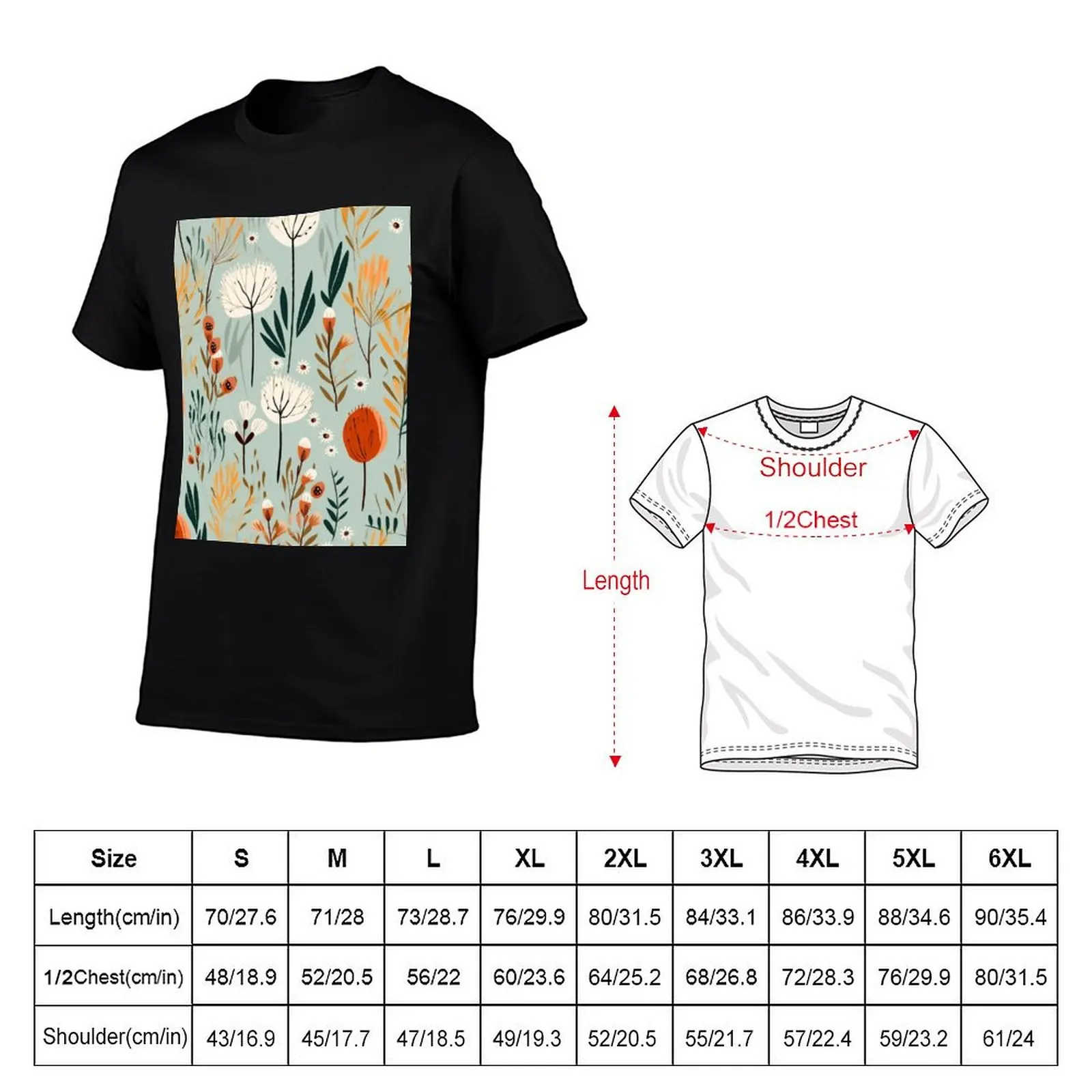 Blooming Whimsy: Whimsical Floral Print T-Shirt blanks vintage graphic tee plain white t shirts men