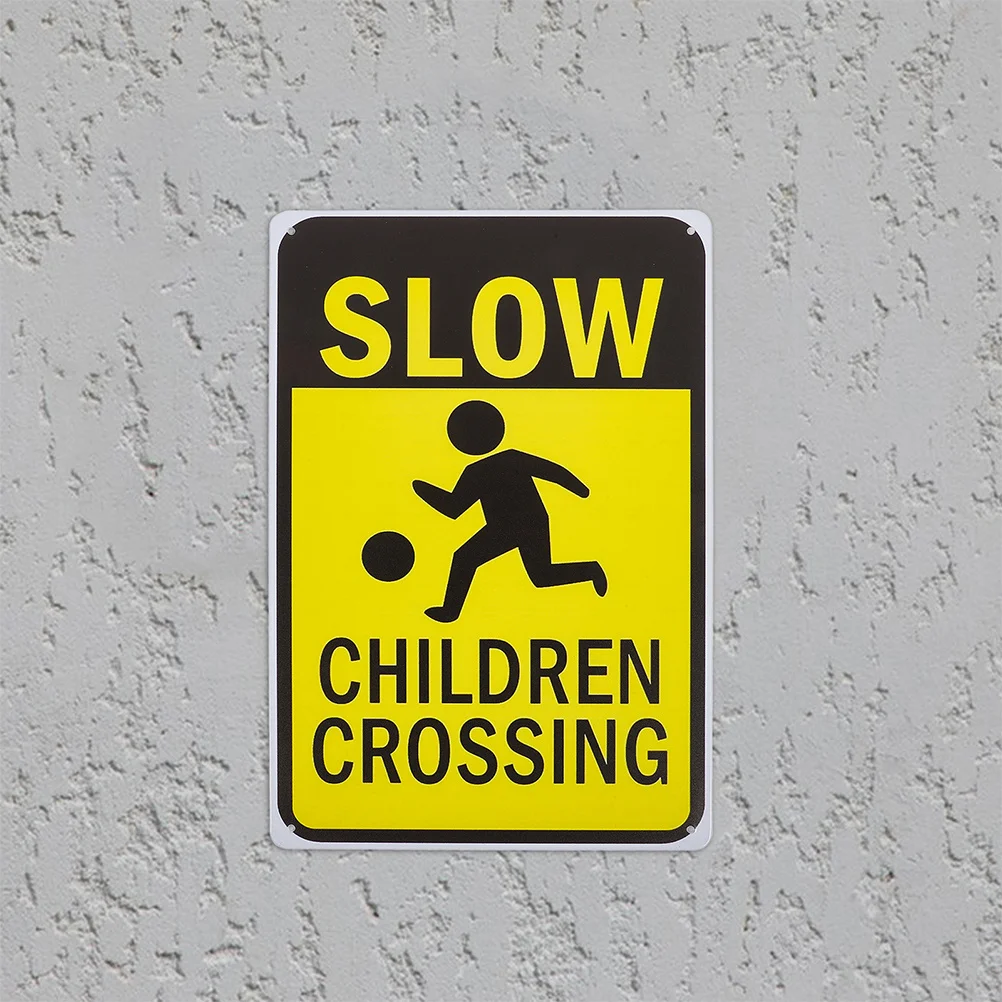 Slow Children Crossing Sign Metal Weatherproof Road Sign Bright Clear Kids Safety Caution for Traffic Signs