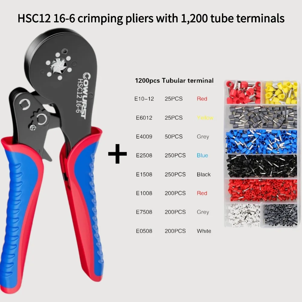 Tubular Terminal Crimping Pliers HSC12 16-6 16mm² Wire Crimping Tool Electrical Wire Connection Terminal Household Electrician C