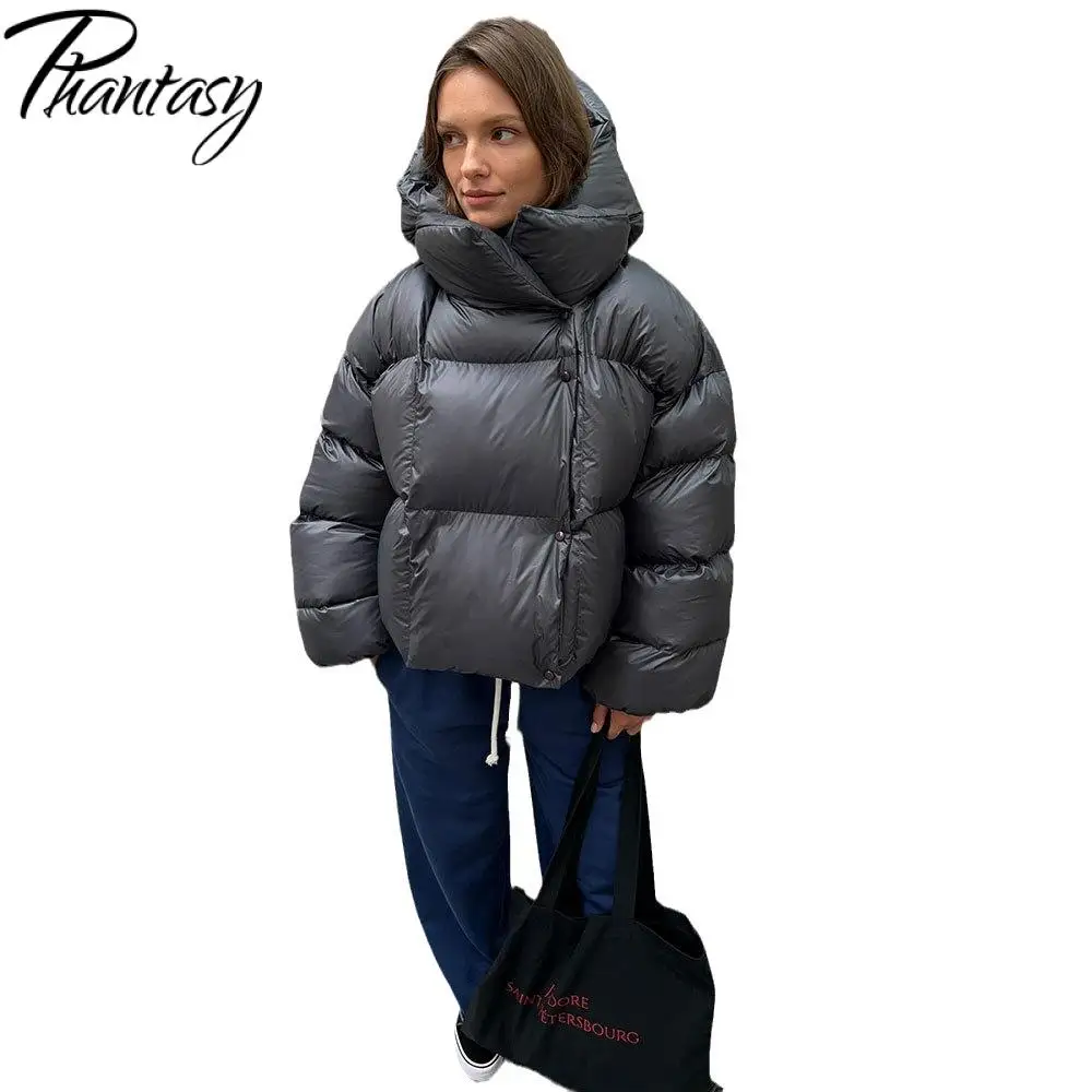 فانتاسي جديد الخريف الشتاء معطف دافئ سترة سميكة معطف طويل الأكمام وسادة مبطنة الإناث الشارع موضة هوديس الملابس خمر #5