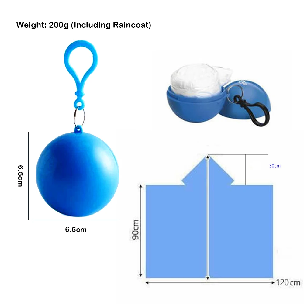 2 Pcs Portable Disposable Raincoats Emergency Convenient Rain Poncho in A Ball for Traveling Camping Outdoor Sports