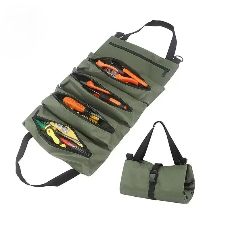 New Portable Oxford Cloth Storage Bag Toolkit Automotive Motorcycle Canvas Wrench Tool Organizer Bucket Hanging Zipper Camping