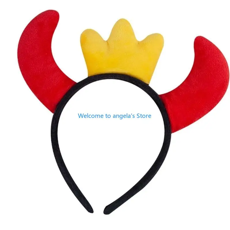 X4YC الهالوين الشيطان القرن عصابات الرأس النسيج الناعم زي ملحق للحفلات البالغين والأطفال