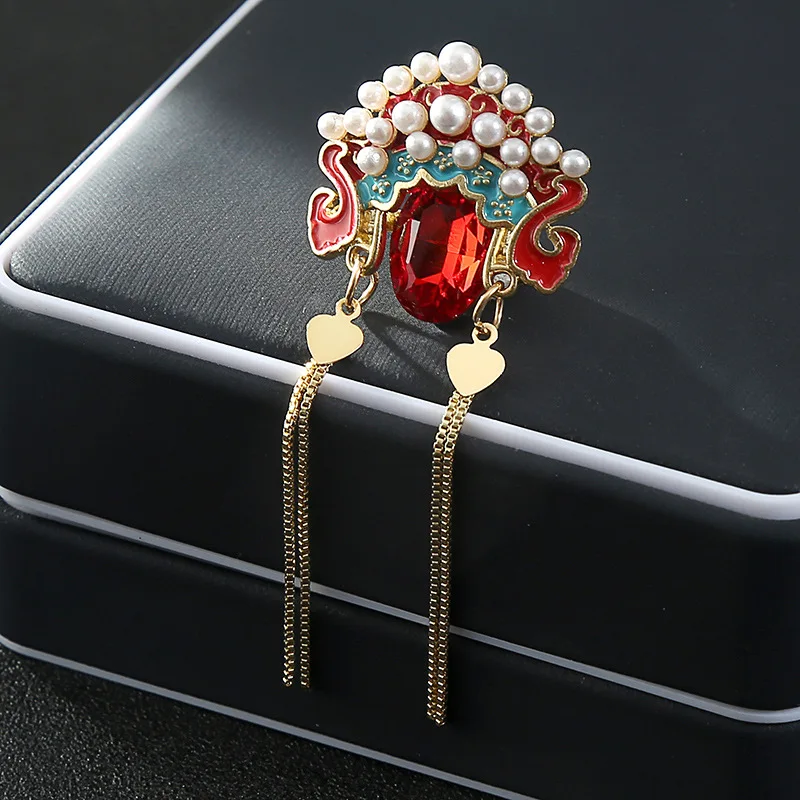

Chinese Brooch Peking Opera Face Retro Collar Pin Luxury Vintage Chinese Style Peking Opera Figure Brooch Label For Men Women