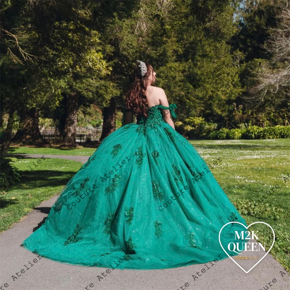 화이트 레이스 아플리케 비즈 오프 숄더 성인식 드레스, 볼 가운, 웨딩 원피스, 스위트 케이프, 15, 16 원피스 맞춤형