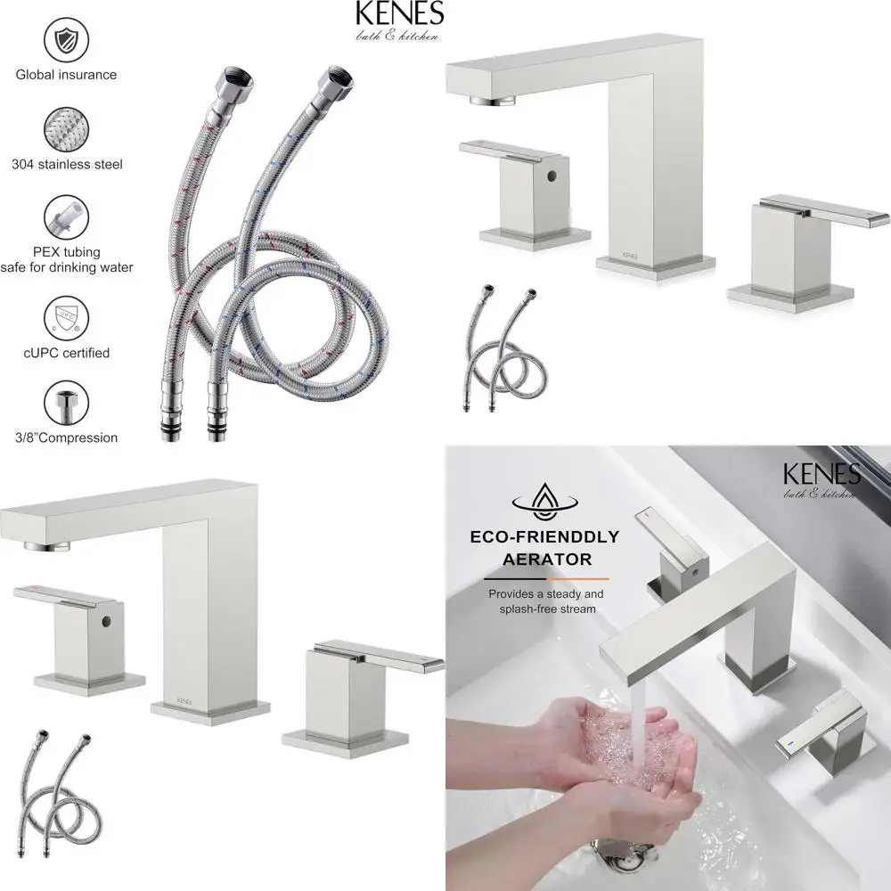 

Смеситель для ванной комнаты из матового никеля с 3 отверстиями и бессвинцовым шлангом, крепеж для раковины KE-9050