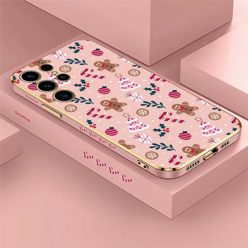 S25 Ultra Cartoon Weihnachtsbaum Handyhülle für Samsung Galaxy S24 FE S23 Plus S22 Ultra 5G Silikon stoßfeste Beschichtung Abdeckung