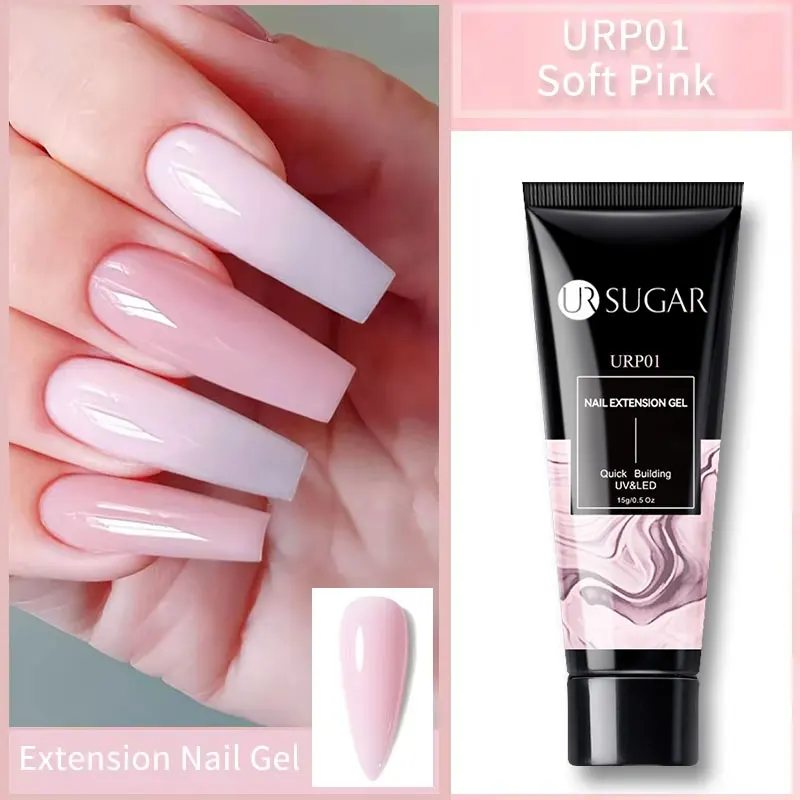 UR SUGAR 15ml Nail Extension Gel Soak Off UV LED Acrylic Crystal White Clear Nude Gel Nail Polish UV Construction Gel