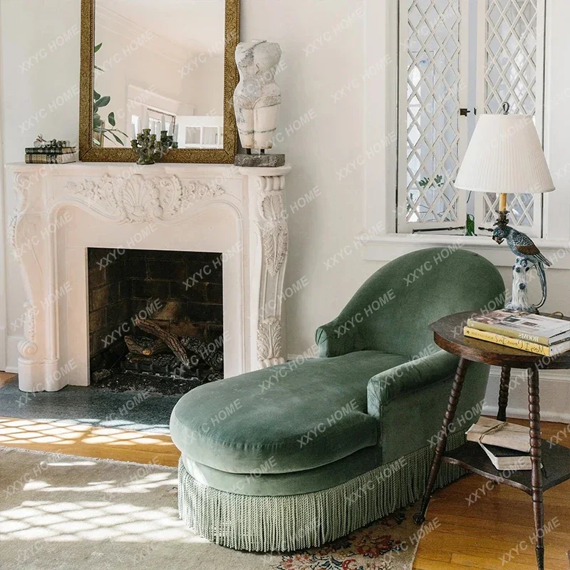 

Retro Single Fabric Couch Small Apartment Living Room Bedroom Balcony Leisure Lazy Sofa Wingback Chair