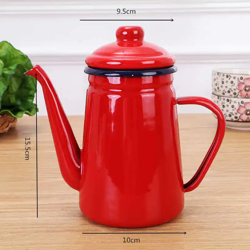 Enamel 1.1L Coffee Pot Oil Pot Milk Tea Enamel Pot Cold Water Household Utensils Can Open Fire Induction Cooker Cookware - view 6