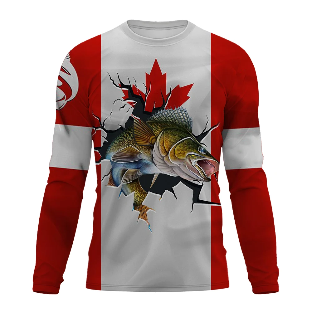 جديد عادية الذهاب الصيد تي شيرت تنفس سريعة الجافة المحملة الأسماك نمط طباعة تي شيرت للرجال الربيع والخريف رقيقة طويلة الأكمام