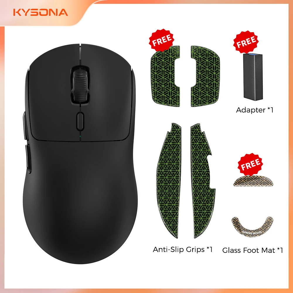 Kysona M600 V2 Black PAW3395 Wireless Gaming Esports Mouse 55g 26000DPI 6 Buttons Optical PAM3395 Computer Mice For Laptop PC