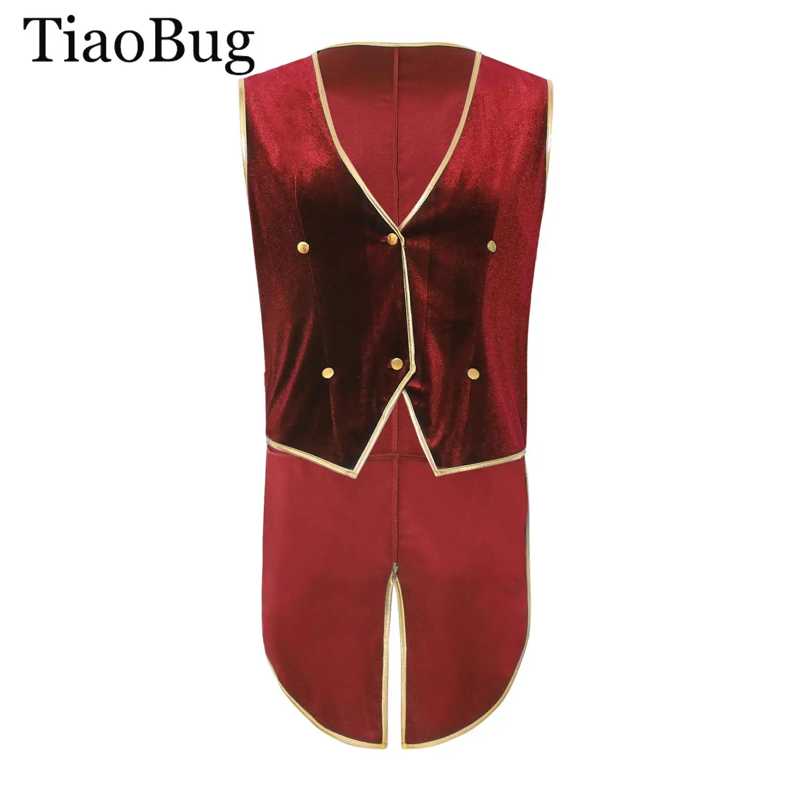 Men Halloween Steampunk Victorian Velvet Vest Metallic Shiny Gentleman Tuxedo Waistcoat Vintage Medieval Renaissance Tailcoat