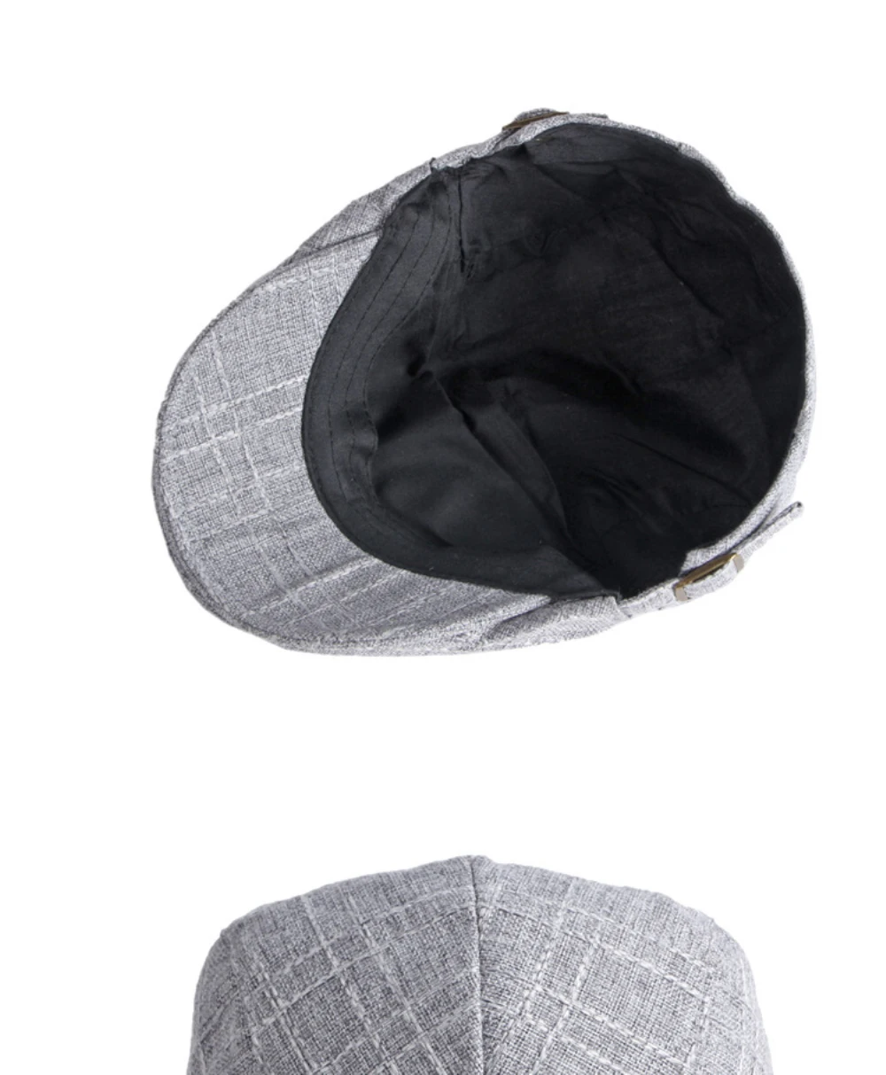 HT3098 Herren- und Damen-Baskenmützen, Atmungsaktiver Frühling-Sommer-Sonnenhut, Künstler-Leinen-Flatcap, Verstellbare Baskenmütze für Männer und Frauen – Detail 10