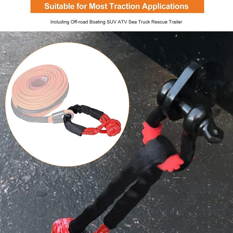 17T لينة تكبل 4x4 الاصطناعية حبل UTV 4x4 مركبة تكبل حزام واقية حبل الثقيلة مقطورة قبالة الطريق سحب ATV ونش #6