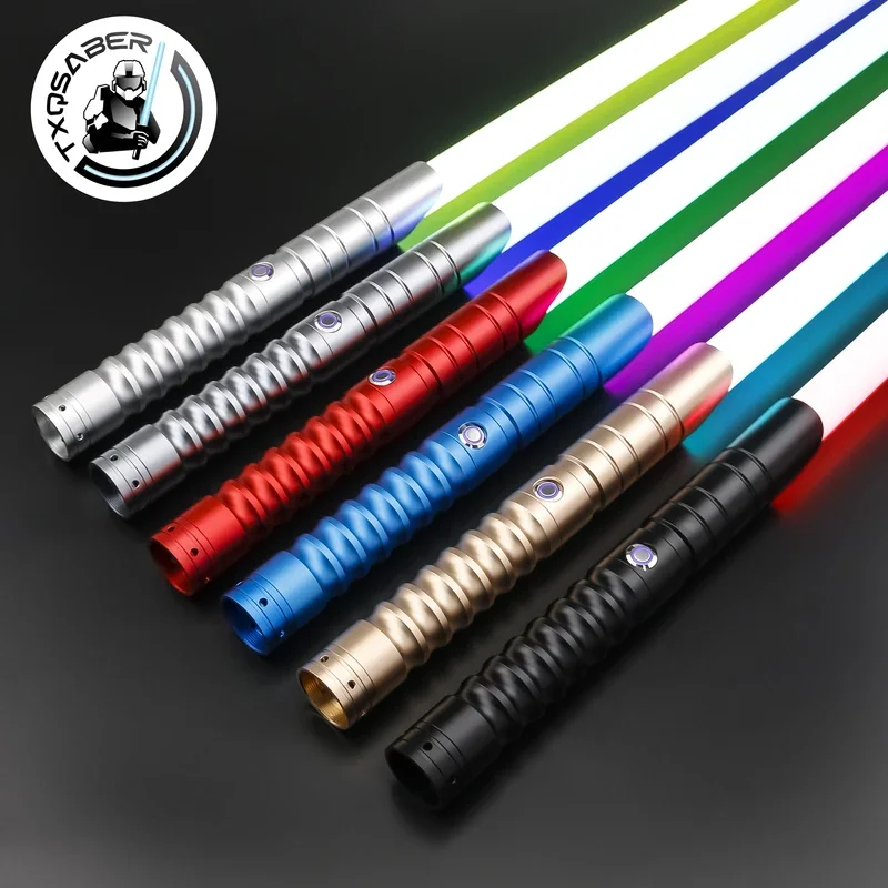 TXQSABER Lightsaber Neo Pixel RGB Smooth Swing Metal Hilt for Heavy Dueling 12 Color Force FOC Blaster Laser Sword Jedi Toys