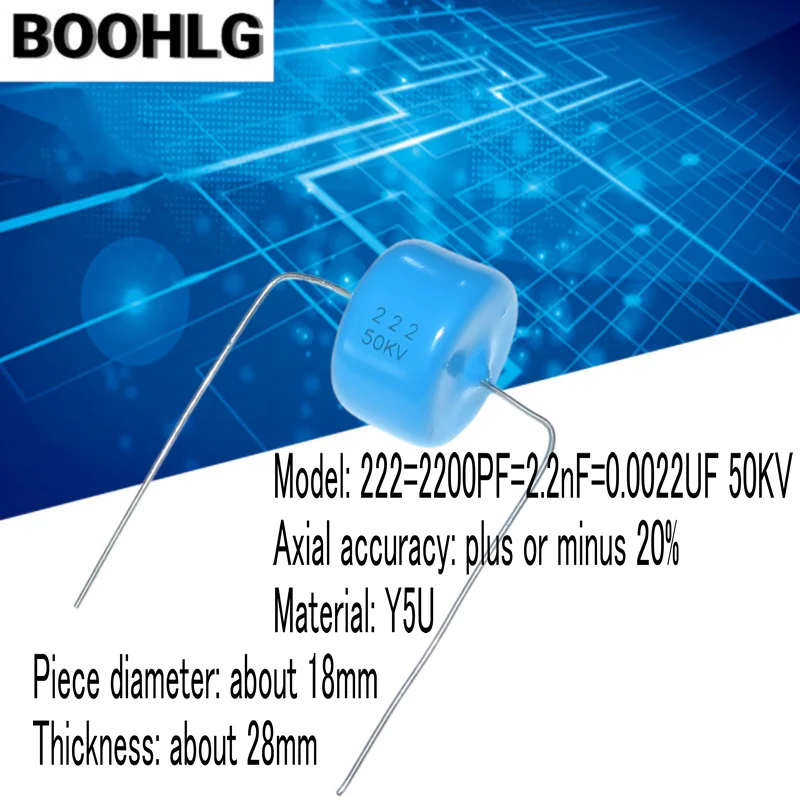 Imagem -02 - Capacitor Cerâmico de Alta Tensão Axial 50kv 50000v 102 1nf 1000pf 222 2.2nf 251 250pf 471 470pf