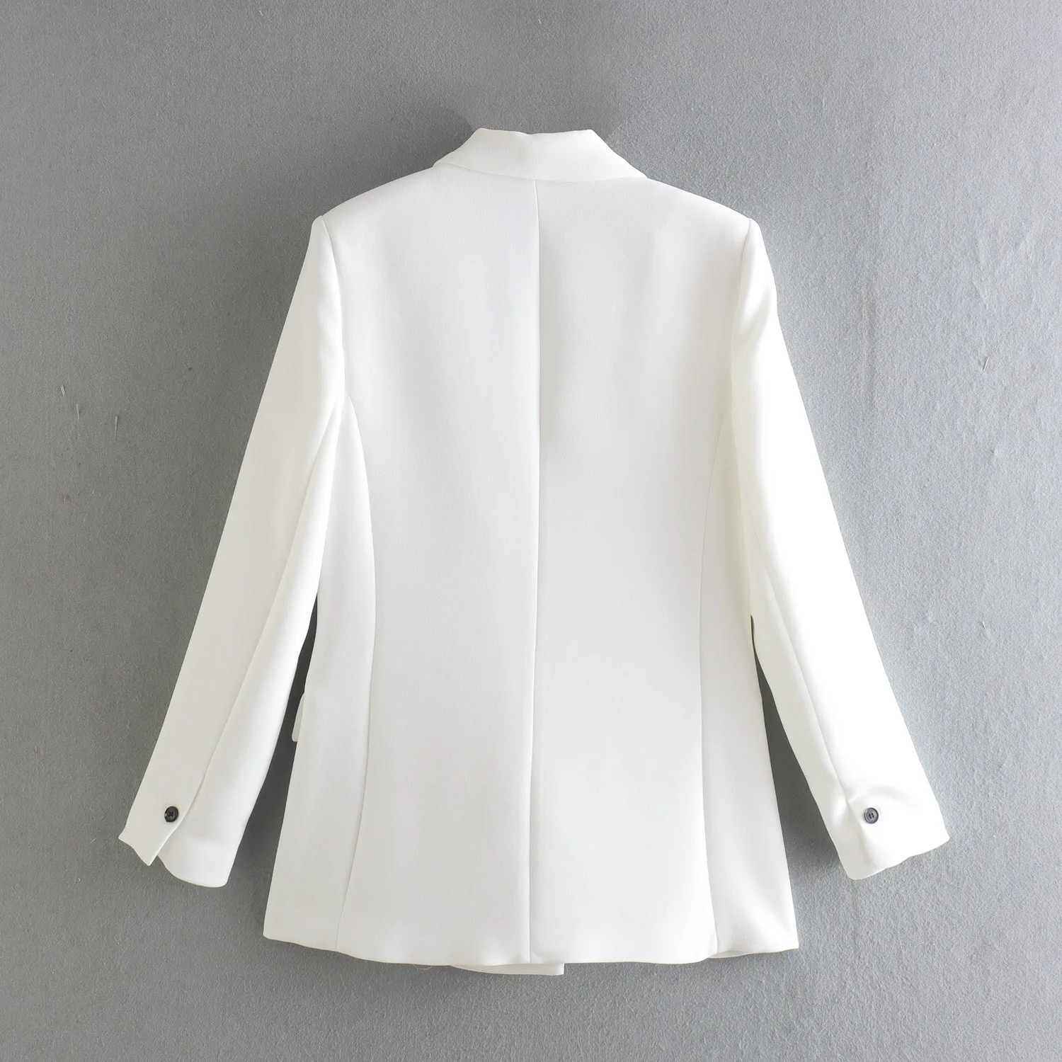 2022 Summer Autumn White Women Suit 2 Piece  Office Formal  ，Loose Double Breasted Peaked Lapel Blazers Wide Legs Pants .