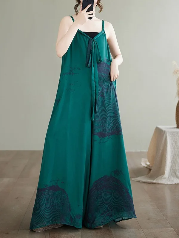 

Faionable Print ter One-Piece Pants plus Size Women's Clothing Travel Beach Vaion Slimming Wide Leg Long Pants