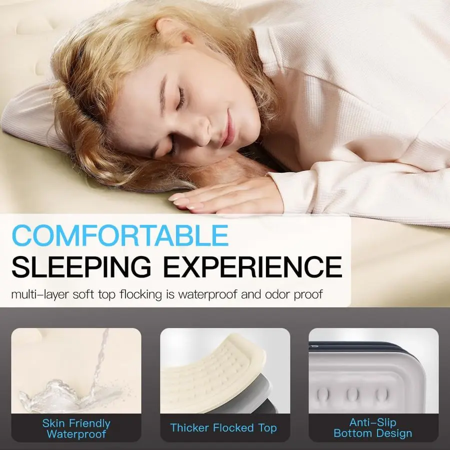 مرتبة هوائية مع مضخة مدمجة، سرير مفرد مطور، انكماش ذاتي قابل للنفخ لمدة دقتين، كحد أقصى 45.72 سم، قوي #4