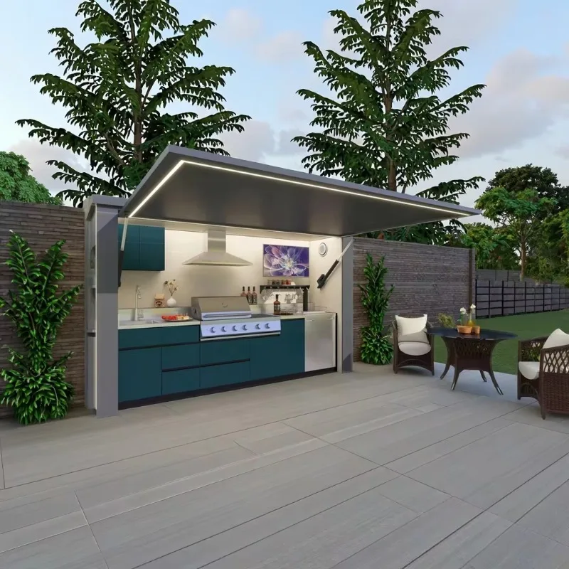 Custom High Quality Outdoor Kitchen Stainless Steel Patio Summer Accessories with BBQ Grill for Party Backyard