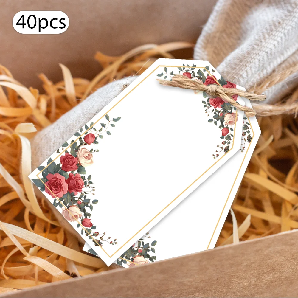 40個、クリスマスタグ、ギフトラベル、パーティーデコレーション、DIYカード、ホリデーホームデコレーション、グリーティングカード、パーティーカード、ギフト紐