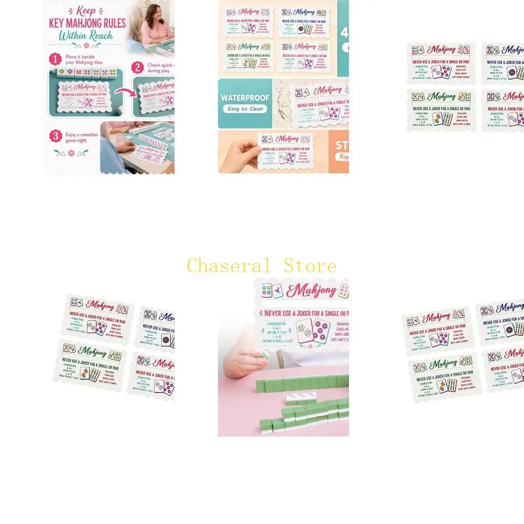 E7CE Club Table Mahjong Helper Cards Acrylic 4 Piece Rule Reference Set with Visible Dragon Soap Notes for American Mahjong Use