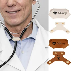 Accesorios de estetoscopio de cuero personalizados para enfermera, médico, veterinario, imagen de etiqueta de logotipo de nombre de identificación personalizada gratis, regalo de etiqueta de estetoscopio