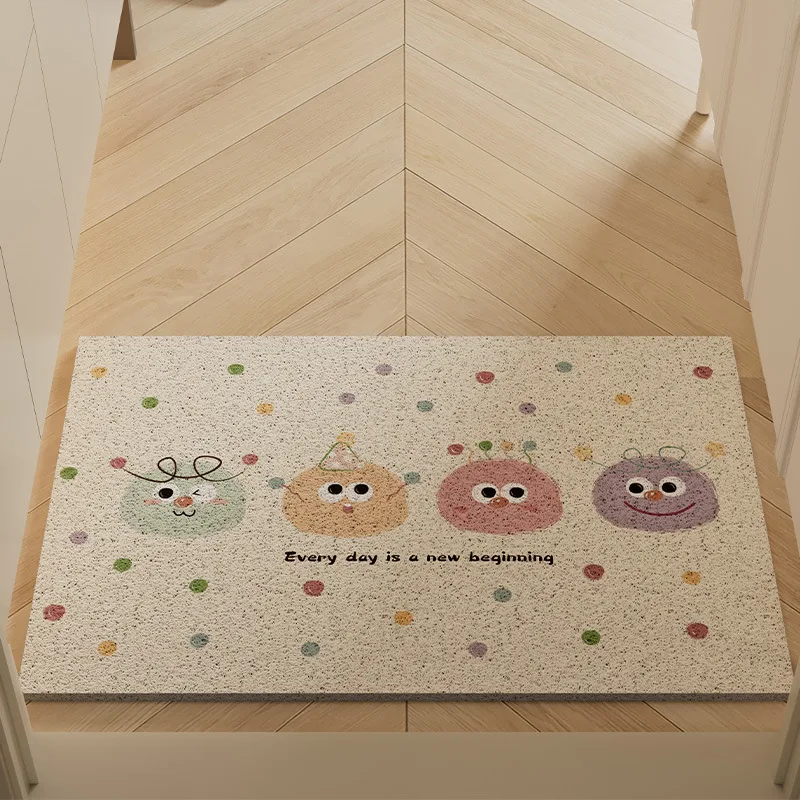 Cartoon Wool Ball Entrance Door Mat,Home Silk Ring Foot Mat,Dirt Resistant and Dust Cutting Anti Slip Mat for The Entrance Hall