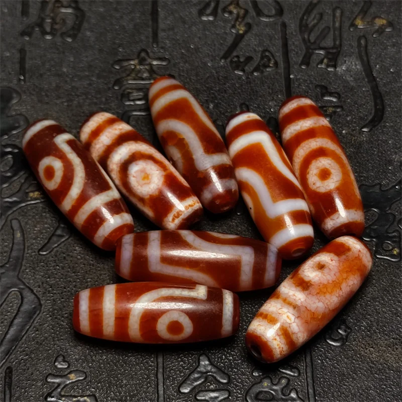 30*10mm Oval Red Agate Tibetan 2 Eyes Patterns Dzi Beads for DIY Making Men&Women Amulet Bracelet Necklace Jewelry Free Shipping image 2