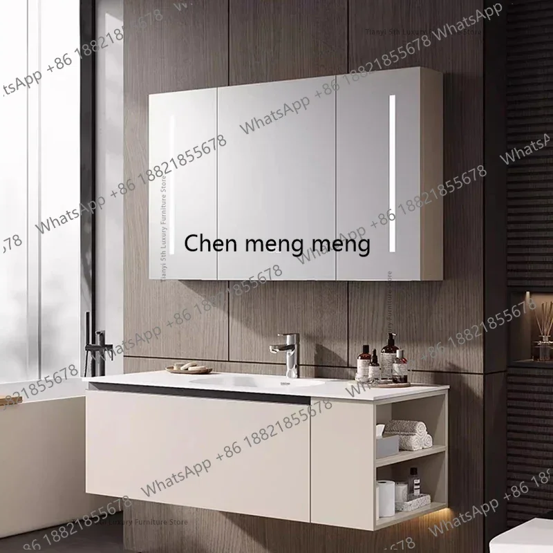 

Nordic Luxury Smart Bathroom Cabinet Modern Simple Design Rock Plate Mirror Cabinet Shelves Home Furniture