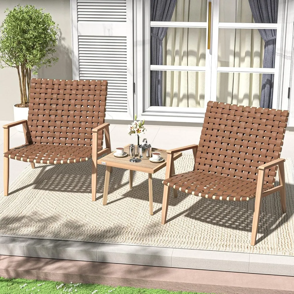 Patio Bistro Set, Outdoor Conversation Chair Sets with Coffee Table, Patio Furniture Set for Porch Backyard Balcony Park