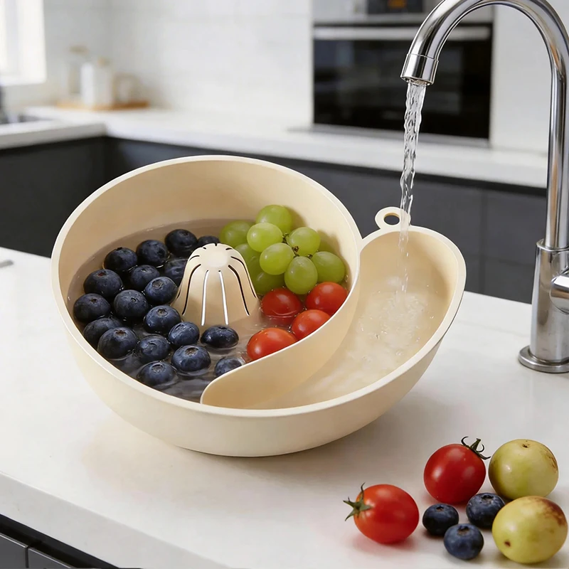 Cesta giratoria automática para lavar verduras, cesta de drenaje de frutas para el hogar, filtro de limpieza de cocina reutilizable, herramienta para eliminar manchas