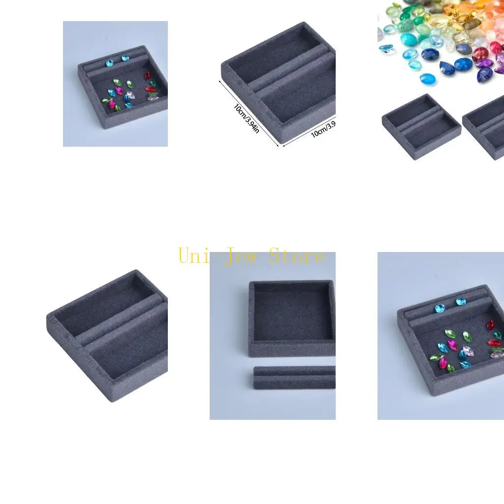 

40GB Portable Square Fabric Jewelry Display Tray Detachable Fabric Liner Suitable for Earrings Rings Gemstones Storage