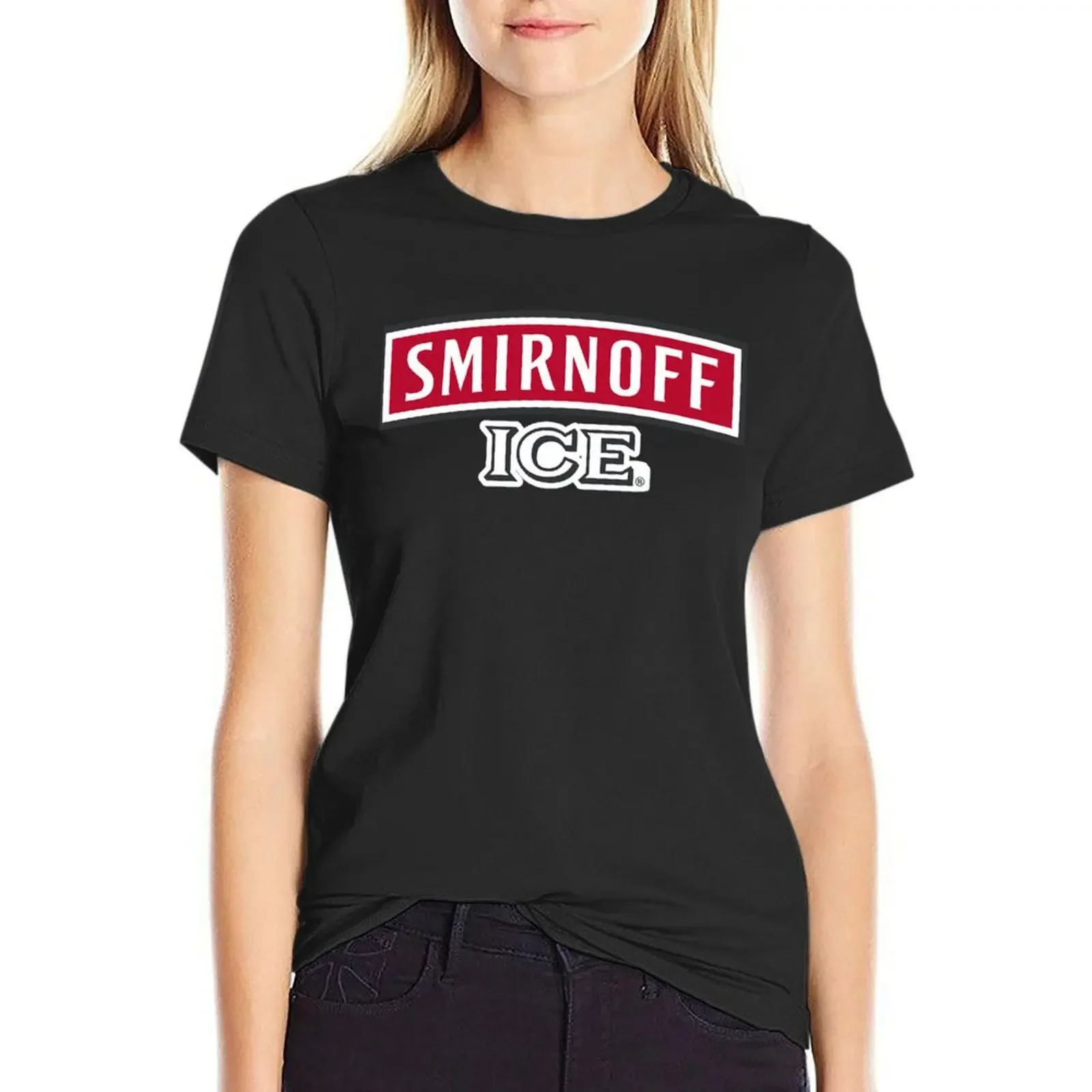 

Smirnoff Ice Logo T-Shirt sweat korean fashion Short sleeve tee Blouse t-shirt dress for Women long