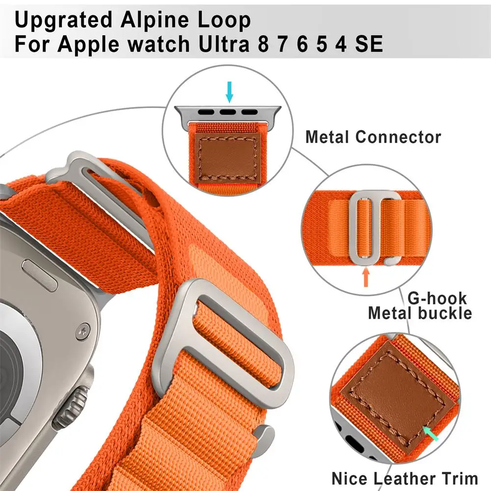 Alpine Loop for Apple Watch Ultra Band 49mm 44mm 40mm 45mm 41mm 42mm 38mm 45 mm correa bracelet iWatch series 7 6 5 3 se 8 Strap