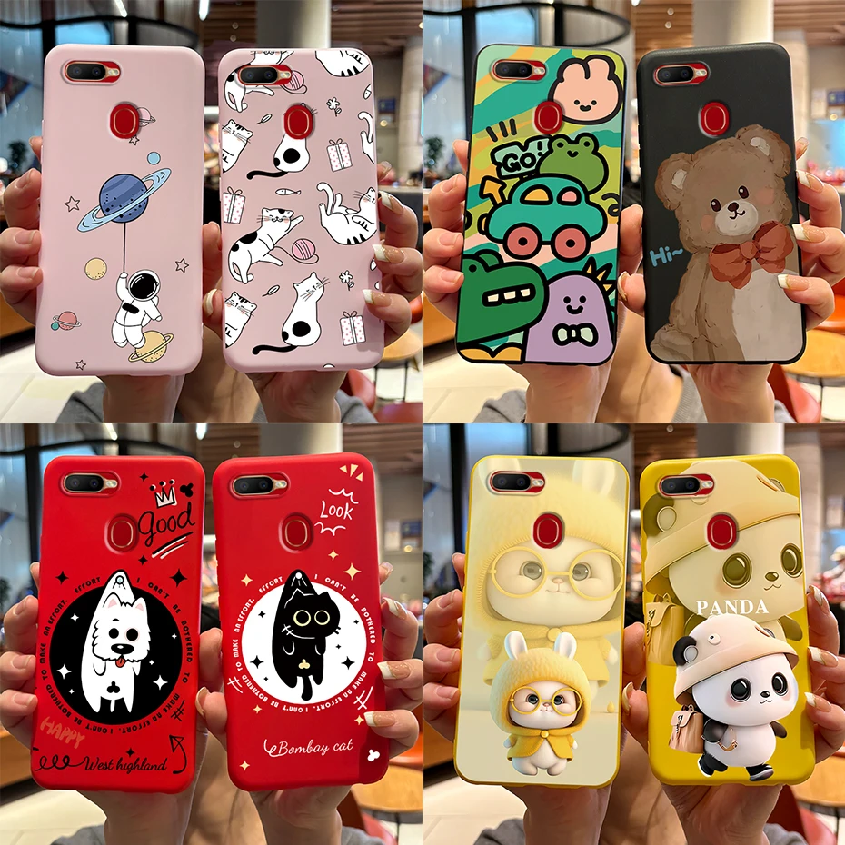 For OPPO A12 Case OPPO A12e Cute Rabbit Panda Painted Silicone Soft Back Cover For OPPOA12 A 12 E CPH2083 CPH2077 Case Protector