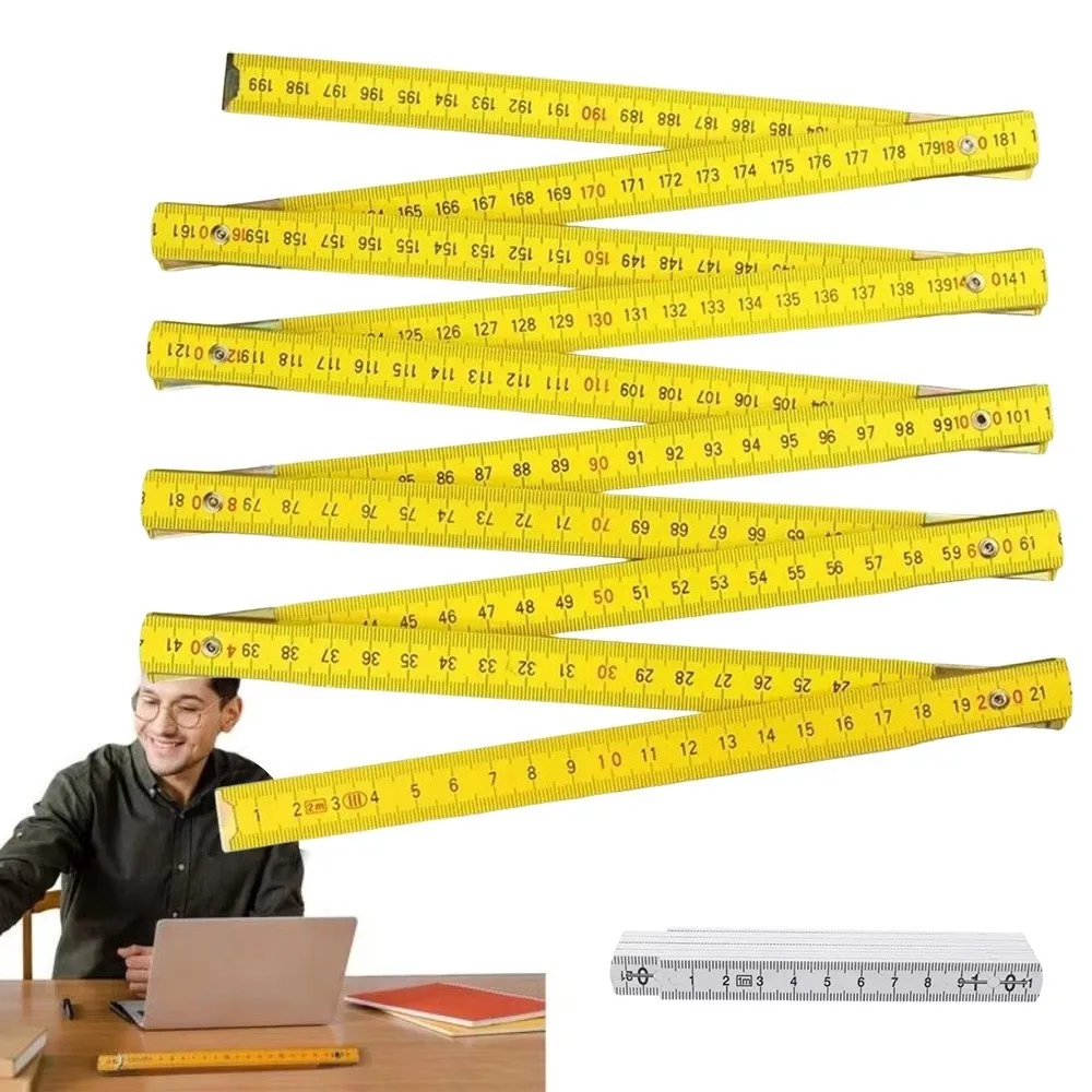 Portable Wooden Folding Ruler 1M Extended Measuring Rule Slider Metric Scale Dual Sided Measuring Tool Woodworking