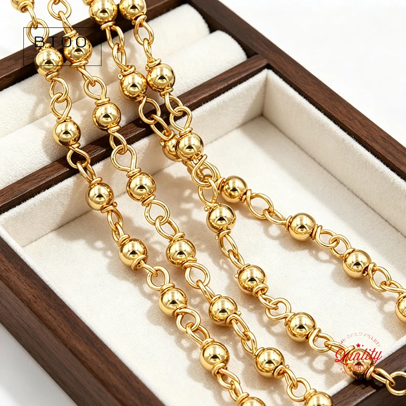 14K Gold Filled Bead Chain Gold Filled Ball Bead Chain For Jewelry Making Unfinished Chain Necklace Bracelet (1 meter)