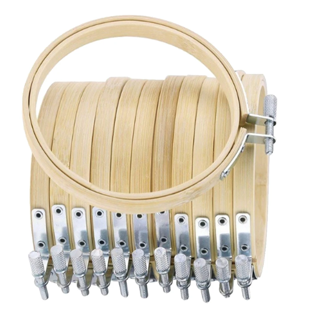 

12 Pcs Arts and Crafts Kits DIY Embroidery Hoop Wreath Cross Stitch Circle Bamboo Ring
