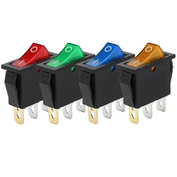 8Pcs  250V/15A 125V/20A Illuminated LED On/Off SPST 3Pin Mini Boat Rocker Toggle Switch Snap for Househould DIY
