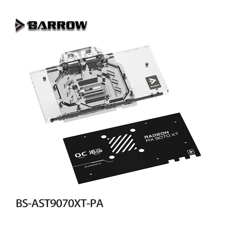 Barrow GPU-Wasserblock für ASUS Prime / TUF GAMING RX 9070 XT OC Edition Grafikkarte, Kupferkühler ARGB-Radiator BS-AST9070XT-PA