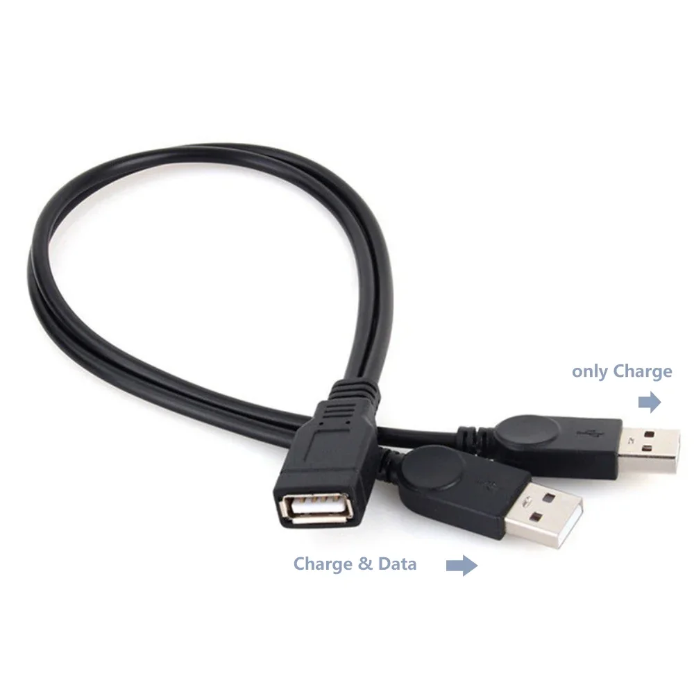 Ein Stecker auf USB-Buchse, 2, doppelte Dual-USB-Buchse, Splitter-Verlängerungskabel, HUB-Aufladung, USB 2.0