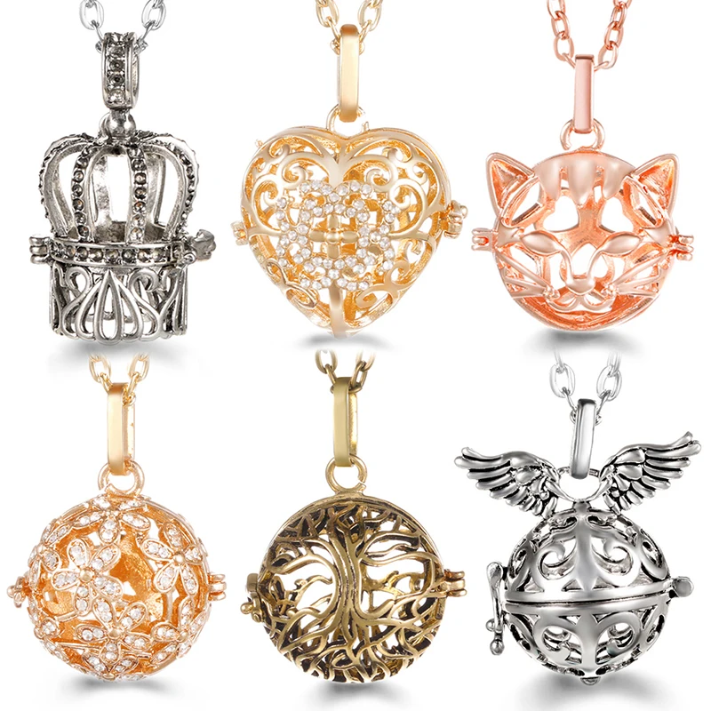 Mexico Chime Vintag Tree of Life Necklace Classical Element Aromatherapy Diffuser Lockets Woman Caller Music Ball Pendant Gift